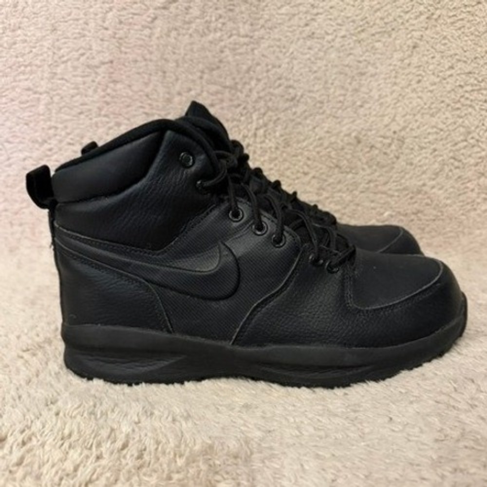 Nike Manoa LTR GS Black Leather High Top Boots BQ5372-001 Kids Size 6.5Y